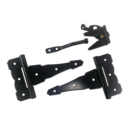 Prime-Line Hinge and Latch Gate Set, Steel Construction, Black Painted Finish MP18706-1